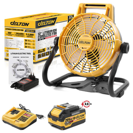 พัดลมไร้สาย 12 นิ้ว (พร้อมแบตเตอรี่) DELTON รุ่น MKT-01F ULTRAFLEX 20V 4AH_1